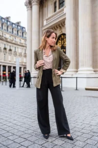 Blazer Sophie d'IDY PARIS vert sauge